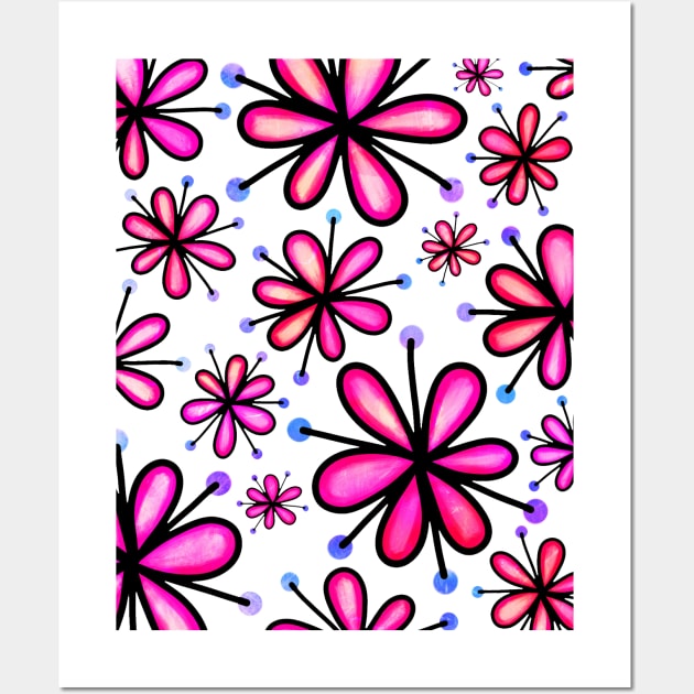 Funny sweet colorful nice colors summer autumn flowers pattern | purple pink flowers gift Wall Art by Keetano